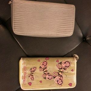 Ed Hardy, distressed Green silver wallet